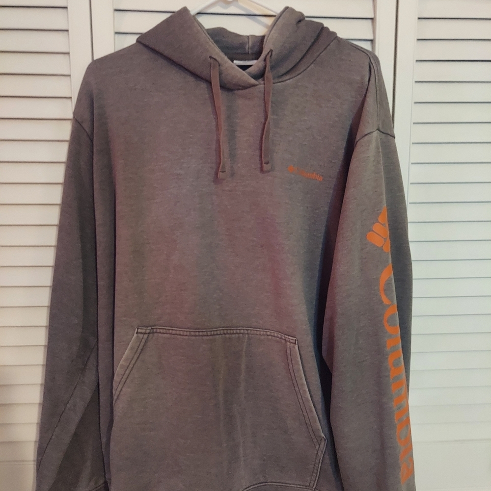 Columbia Gray Hoodie with Orange Logo